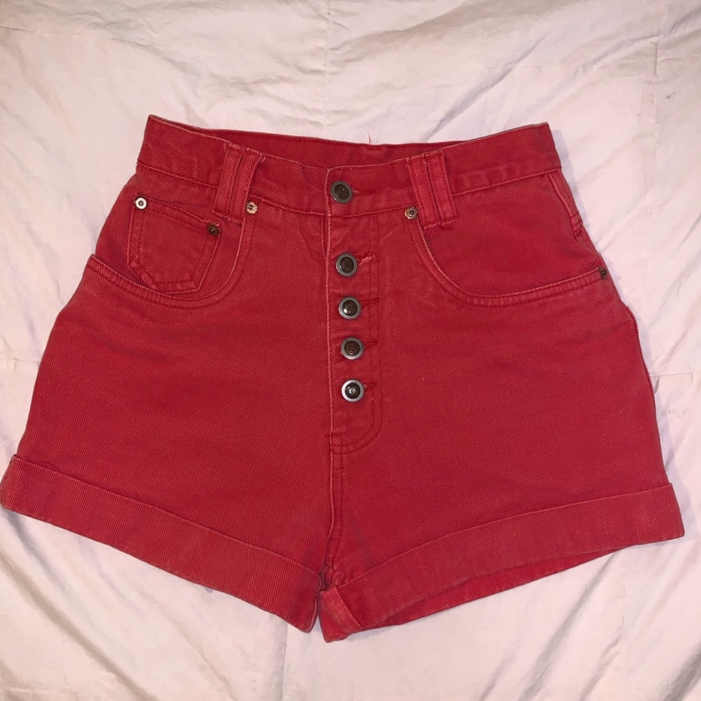 Vintage Red Denim High waisted Shorts